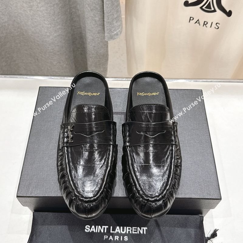 Saint Laurent Le Loafers Mules in Eel Embossed Leather Black 2025 (MD-250424039)