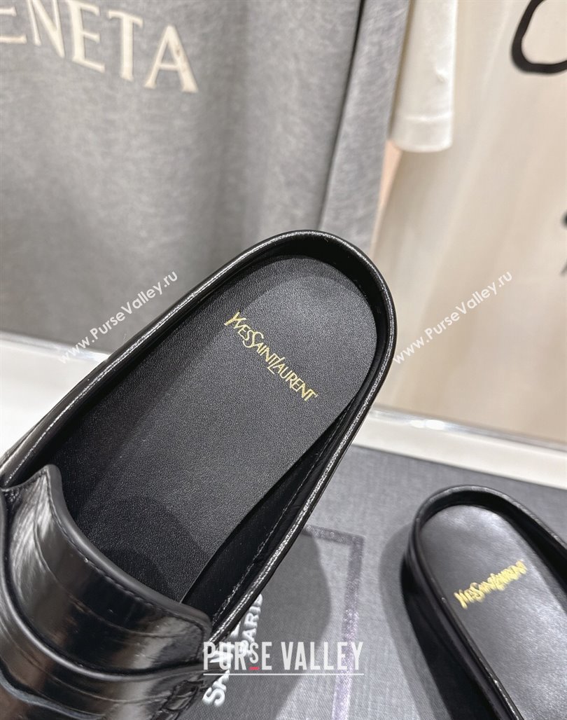 Saint Laurent Le Loafers Mules in Eel Embossed Leather Black 2025 (MD-250424039)