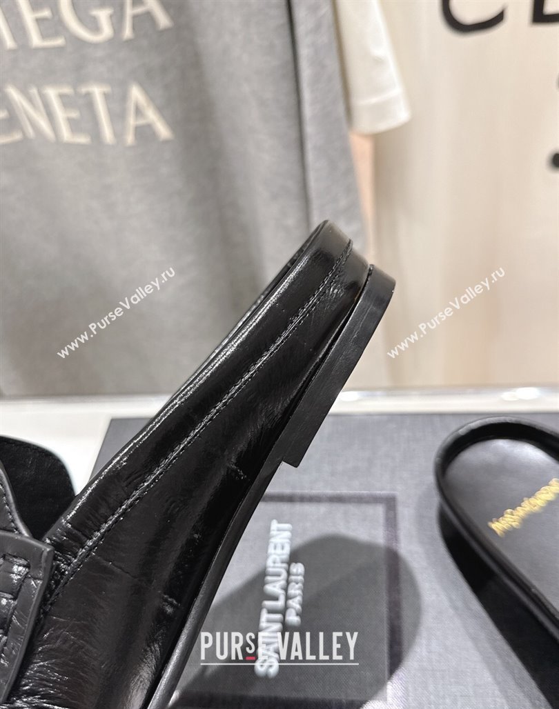 Saint Laurent Le Loafers Mules in Eel Embossed Leather Black 2025 (MD-250424039)