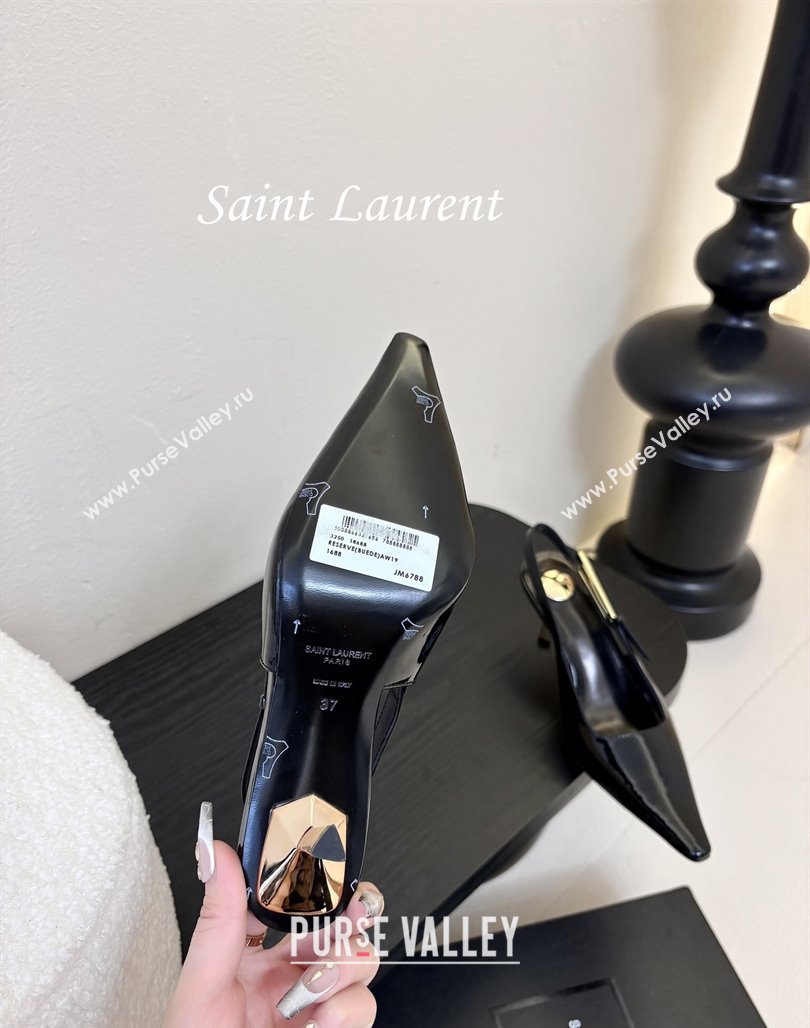 Saint Laurent Lee Slingback Pumps 6.5cm with Buckle in Patent Leather Black 2025 799704 (MD-250424072)