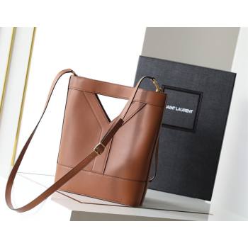 Saint Laurent Y Small Bucket Bag in Leather Brown 2025 808224 (YY-250520043)