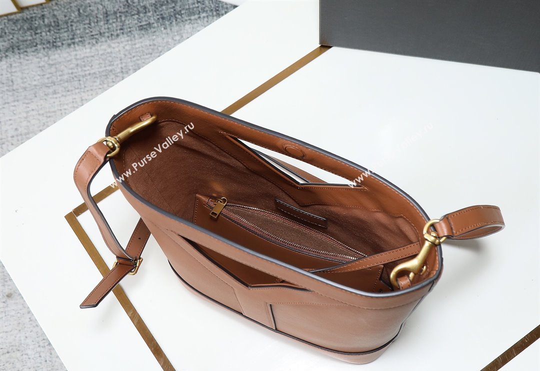 Saint Laurent Y Small Bucket Bag in Leather Brown 2025 808224 (YY-250520043)