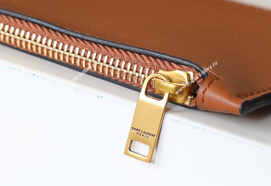 Saint Laurent Y Small Bucket Bag in Leather Brown 2025 808224 (YY-250520043)