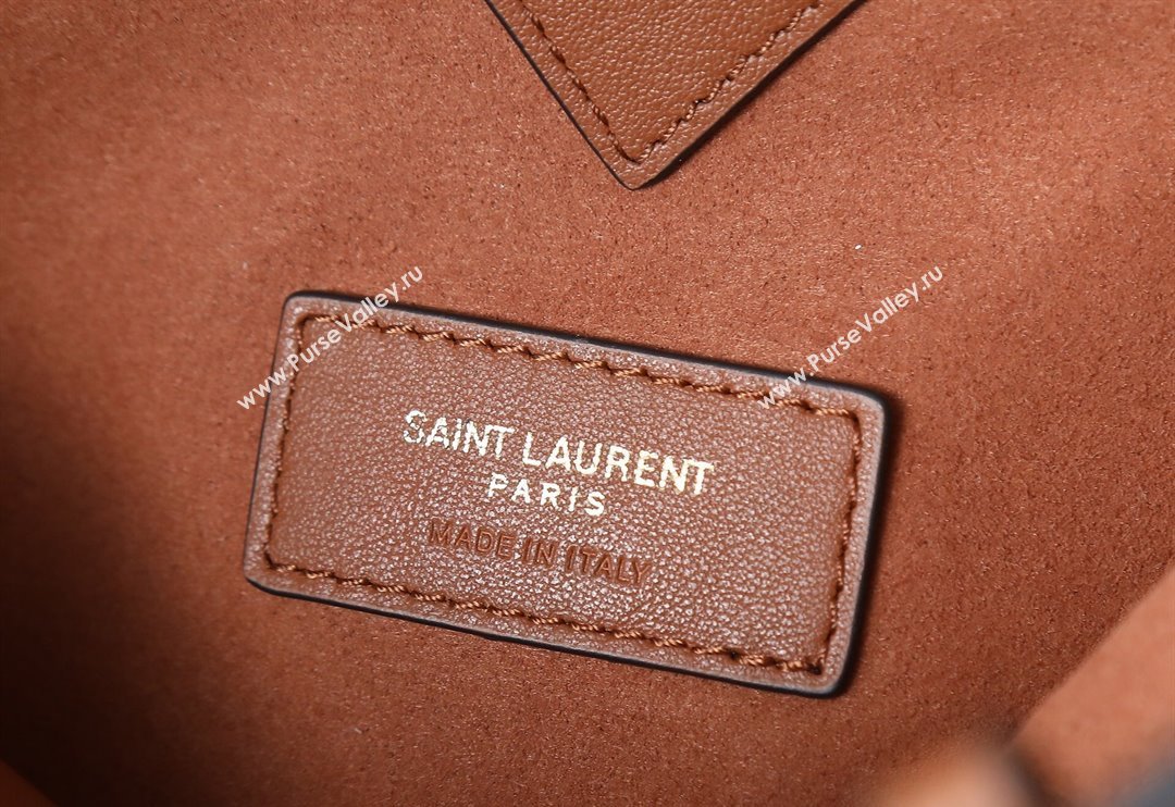 Saint Laurent Y Small Bucket Bag in Leather Brown 2025 808224 (YY-250520043)