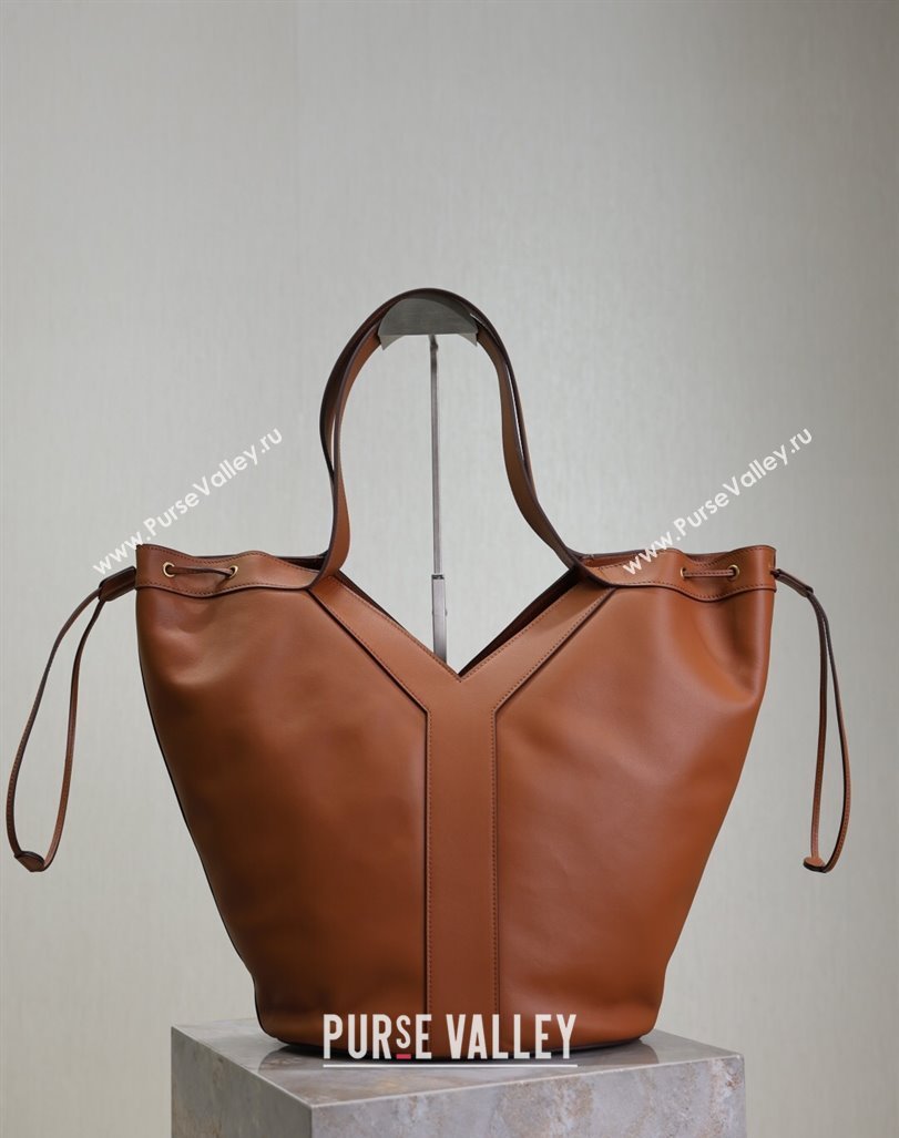 Saint Laurent Y Large Hobo Bag in Leather Brown 2025 833160 (YY-250520040)