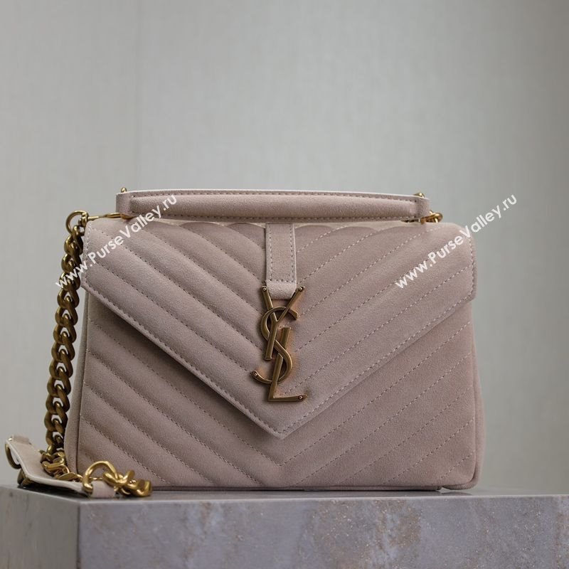 Saint Laurent Medium Monogram College Bag in Suede 392737 Powder Grey 2025 (YY-250520052)