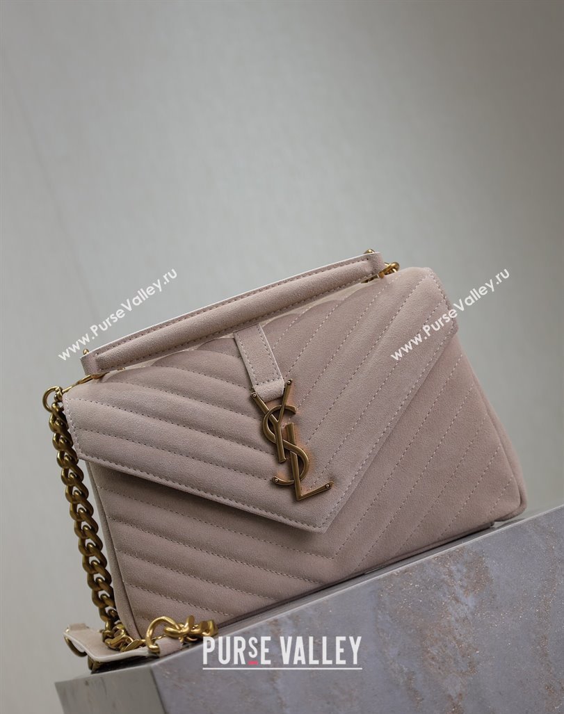 Saint Laurent Medium Monogram College Bag in Suede 392737 Powder Grey 2025 (YY-250520052)