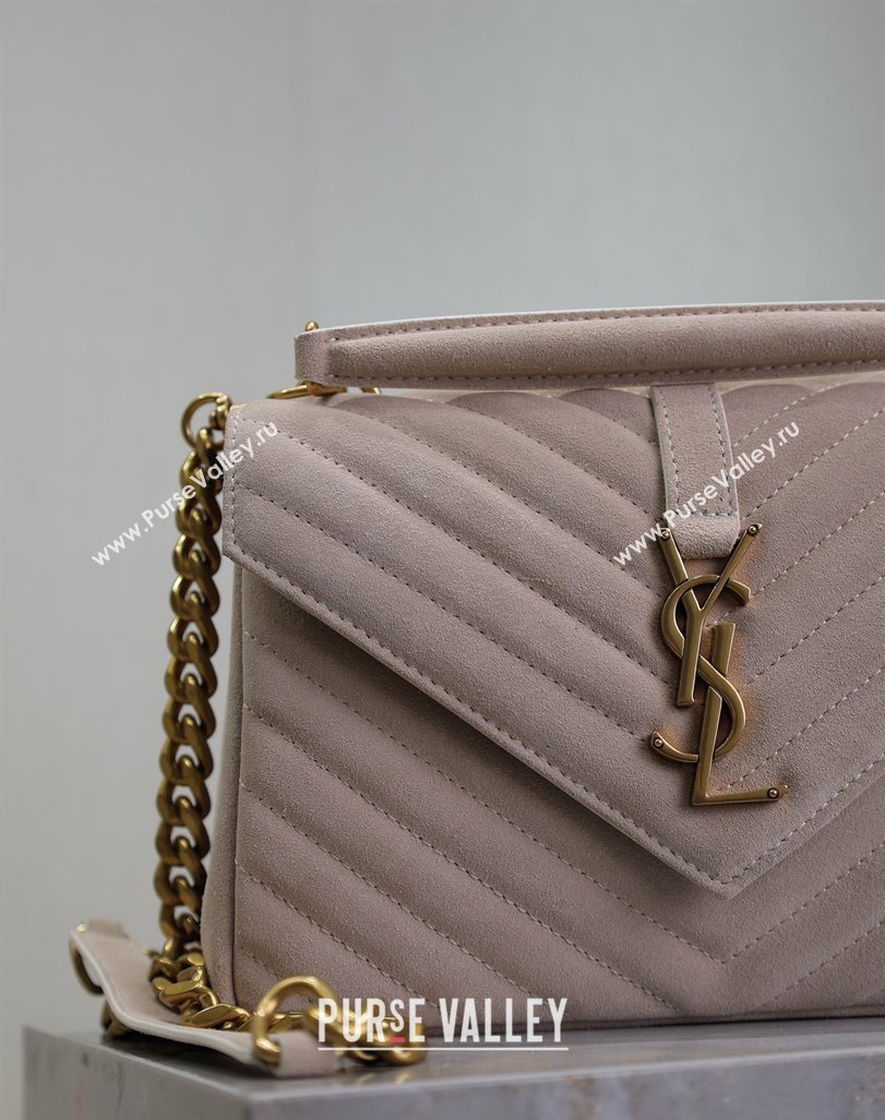 Saint Laurent Medium Monogram College Bag in Suede 392737 Powder Grey 2025 (YY-250520052)