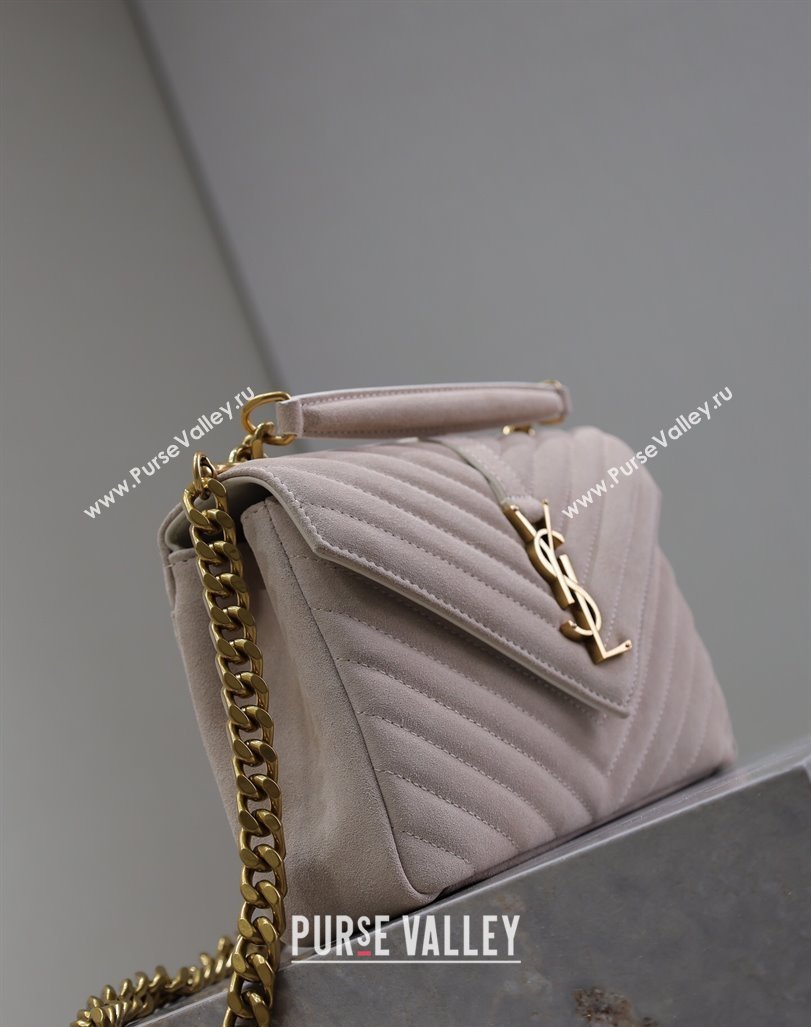 Saint Laurent Medium Monogram College Bag in Suede 392737 Powder Grey 2025 (YY-250520052)