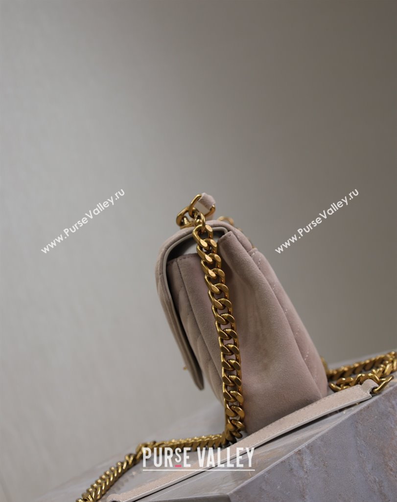 Saint Laurent Medium Monogram College Bag in Suede 392737 Powder Grey 2025 (YY-250520052)
