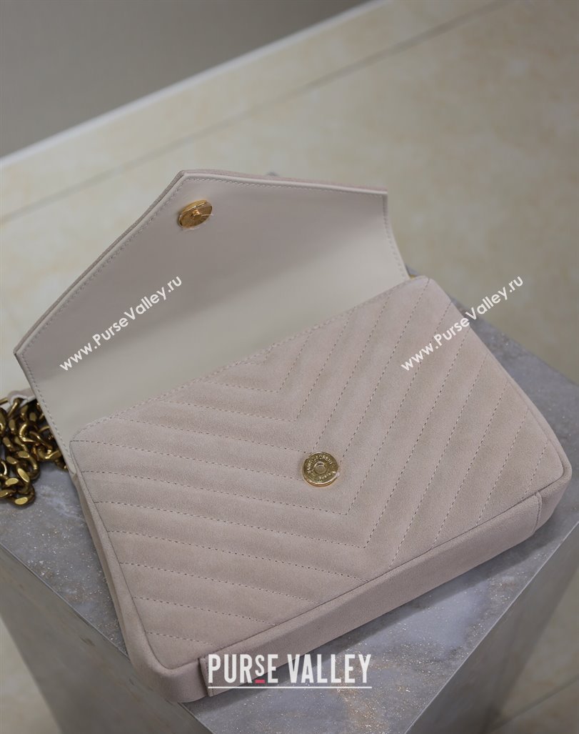 Saint Laurent Medium Monogram College Bag in Suede 392737 Powder Grey 2025 (YY-250520052)