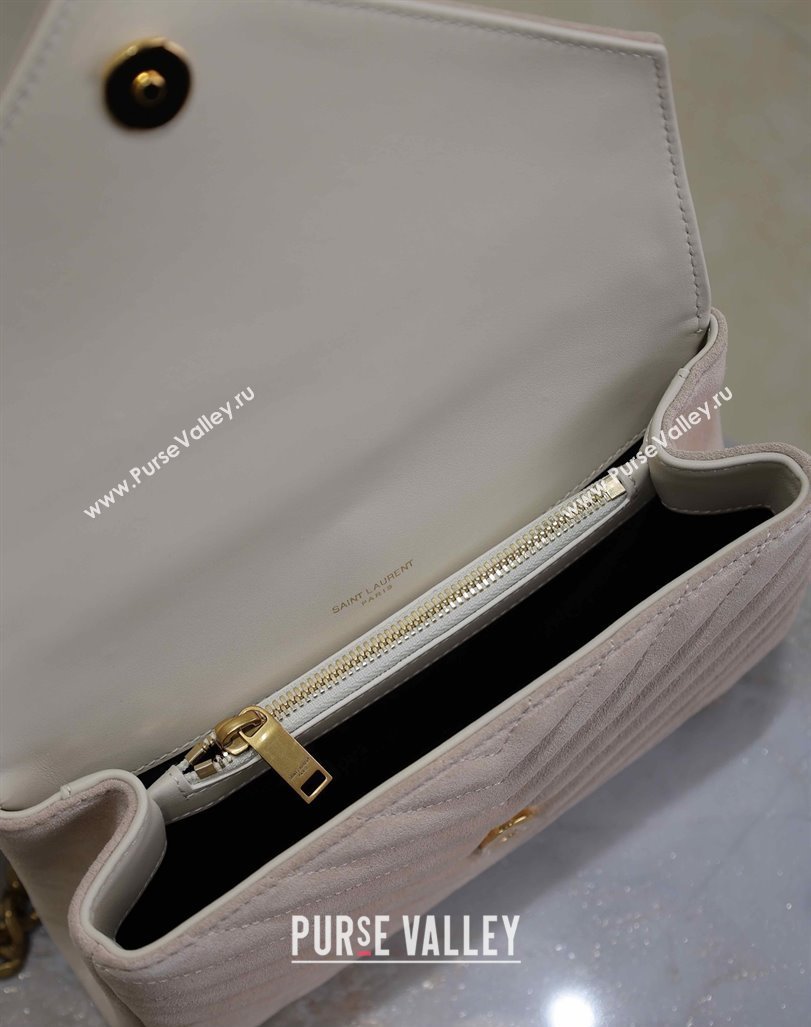 Saint Laurent Medium Monogram College Bag in Suede 392737 Powder Grey 2025 (YY-250520052)