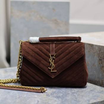 Saint Laurent Medium Monogram College Bag in Suede 392737 Brown 2025 (YY-250520053)