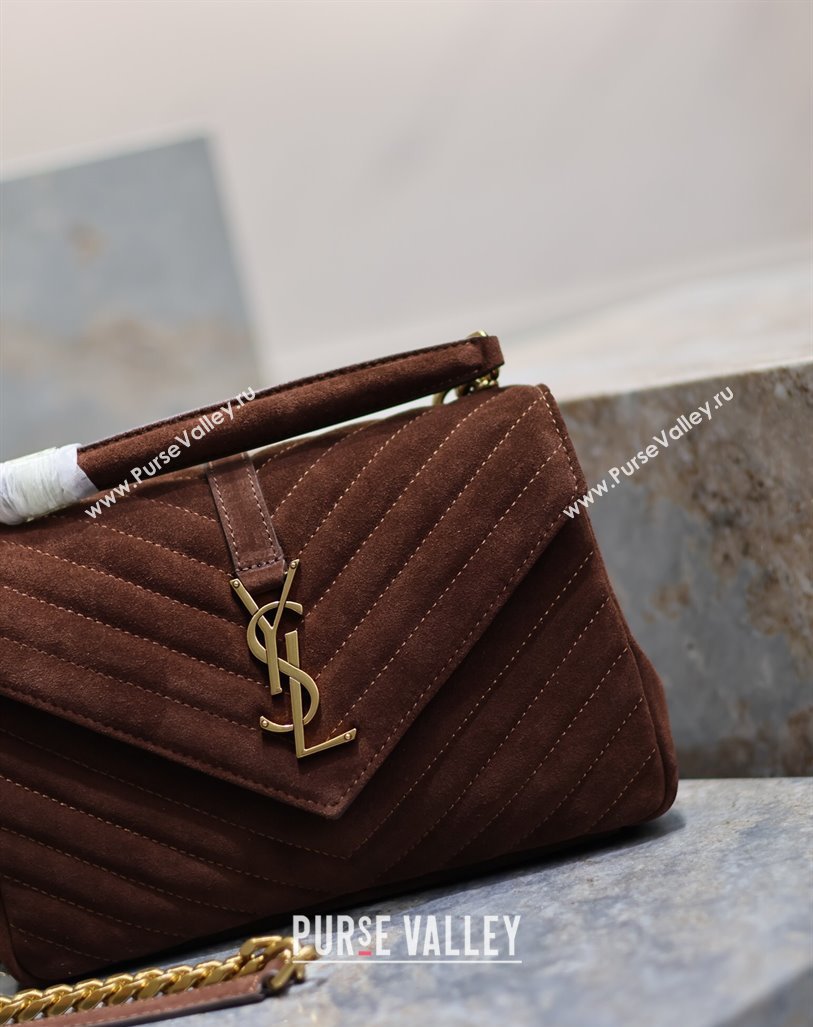 Saint Laurent Medium Monogram College Bag in Suede 392737 Brown 2025 (YY-250520053)