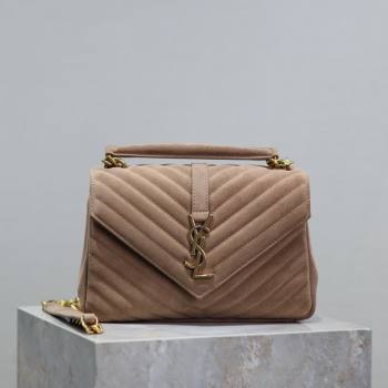 Saint Laurent Medium Monogram College Bag in Suede 392737 Dark Beige 2025 (YY-250520054)