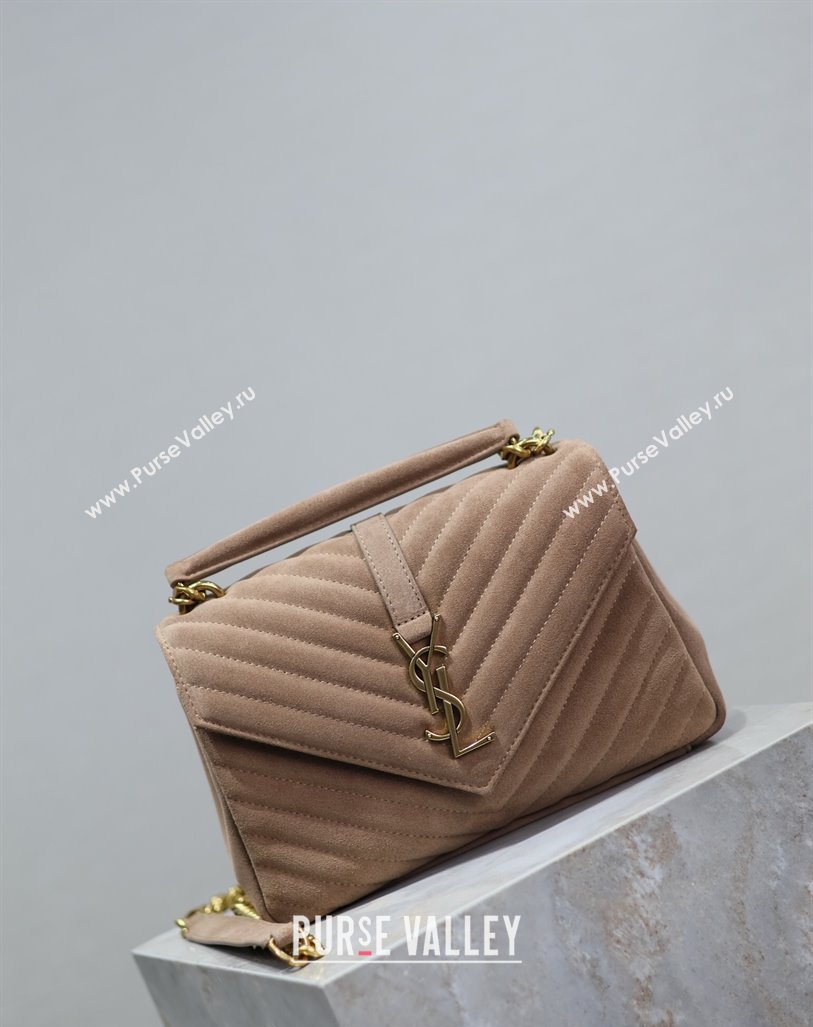 Saint Laurent Medium Monogram College Bag in Suede 392737 Dark Beige 2025 (YY-250520054)