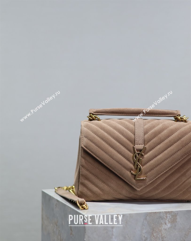 Saint Laurent Medium Monogram College Bag in Suede 392737 Dark Beige 2025 (YY-250520054)