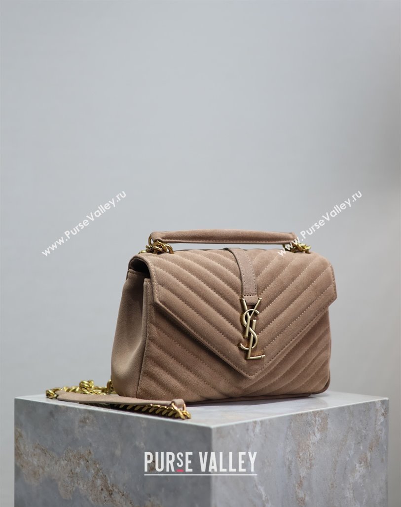 Saint Laurent Medium Monogram College Bag in Suede 392737 Dark Beige 2025 (YY-250520054)