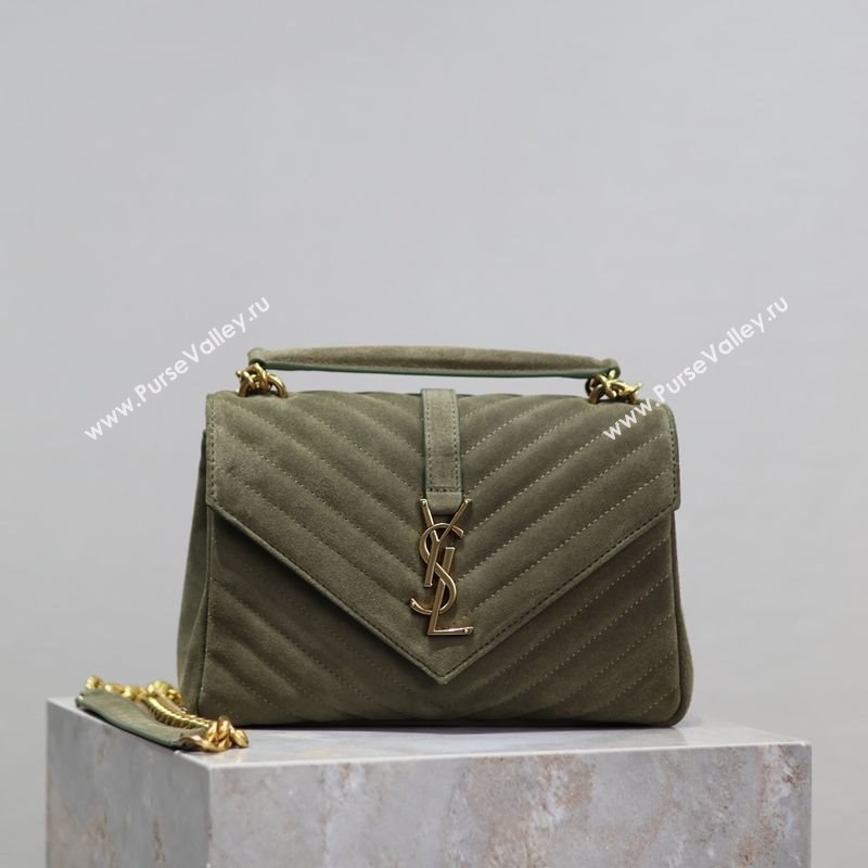 Saint Laurent Medium Monogram College Bag in Suede 392737 Green 2025 (YY-250520055)