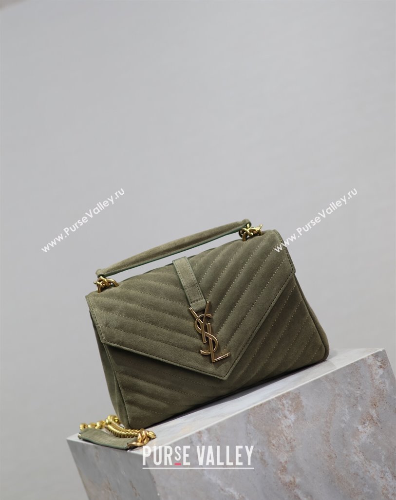 Saint Laurent Medium Monogram College Bag in Suede 392737 Green 2025 (YY-250520055)