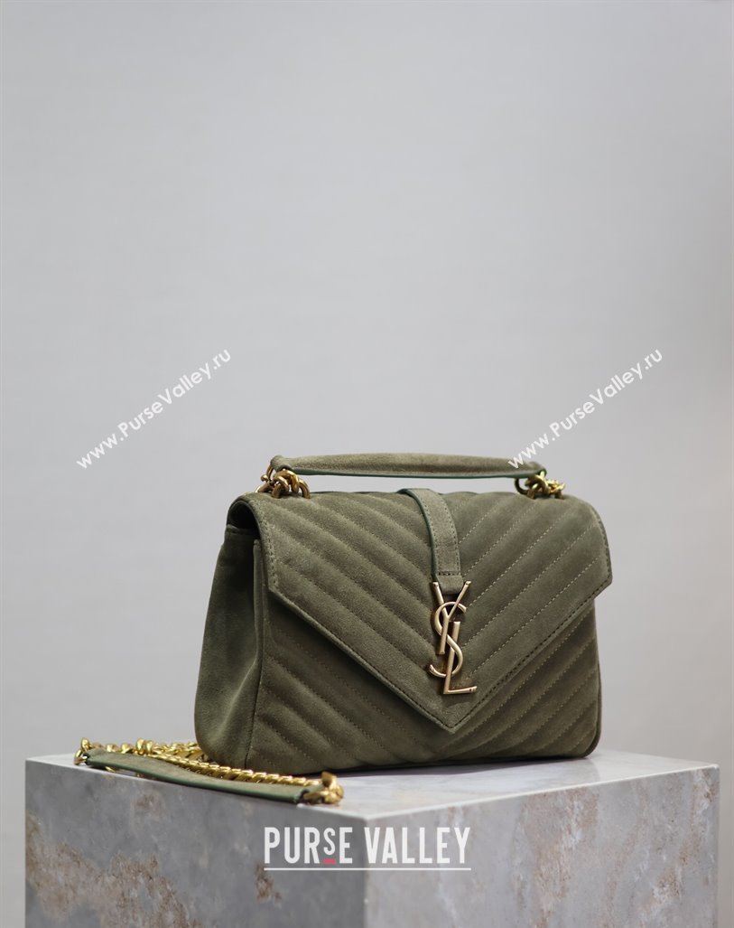 Saint Laurent Medium Monogram College Bag in Suede 392737 Green 2025 (YY-250520055)