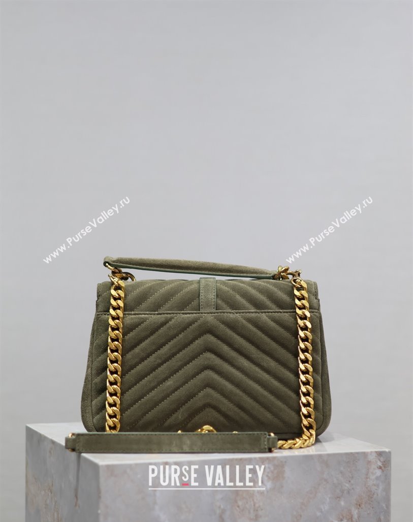 Saint Laurent Medium Monogram College Bag in Suede 392737 Green 2025 (YY-250520055)