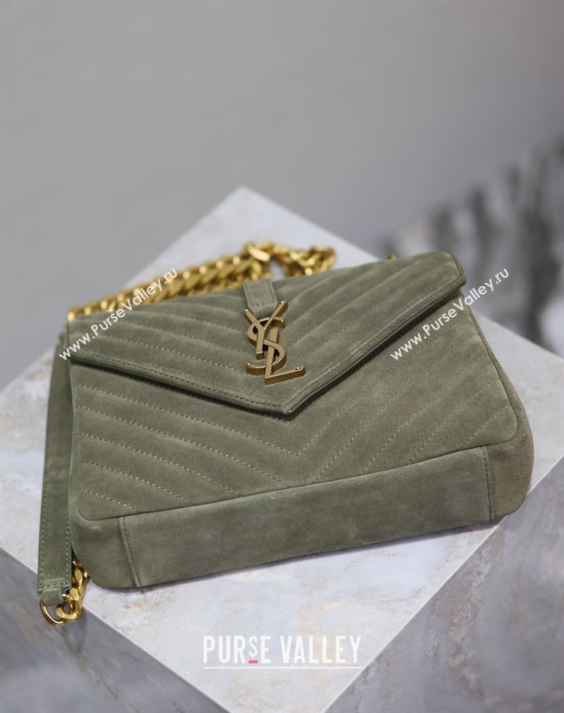 Saint Laurent Medium Monogram College Bag in Suede 392737 Green 2025 (YY-250520055)