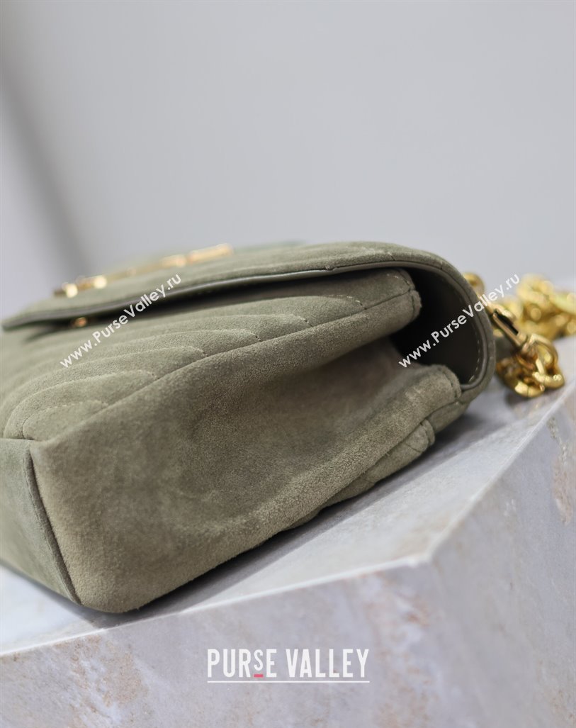 Saint Laurent Medium Monogram College Bag in Suede 392737 Green 2025 (YY-250520055)