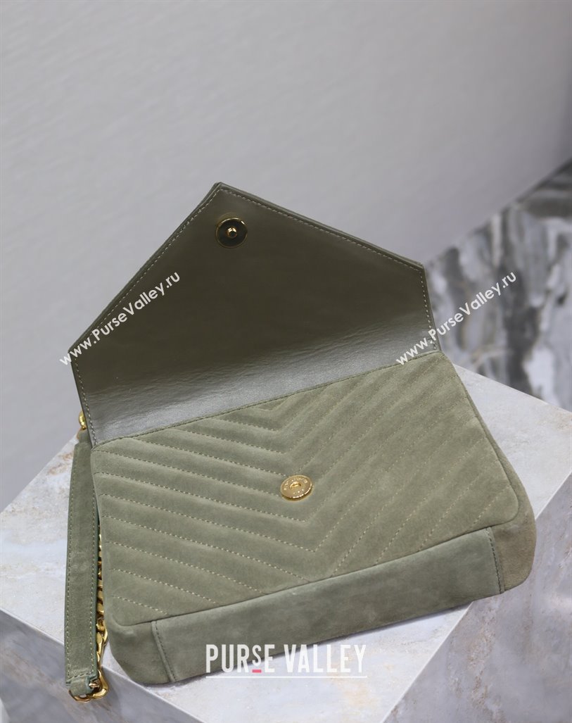 Saint Laurent Medium Monogram College Bag in Suede 392737 Green 2025 (YY-250520055)