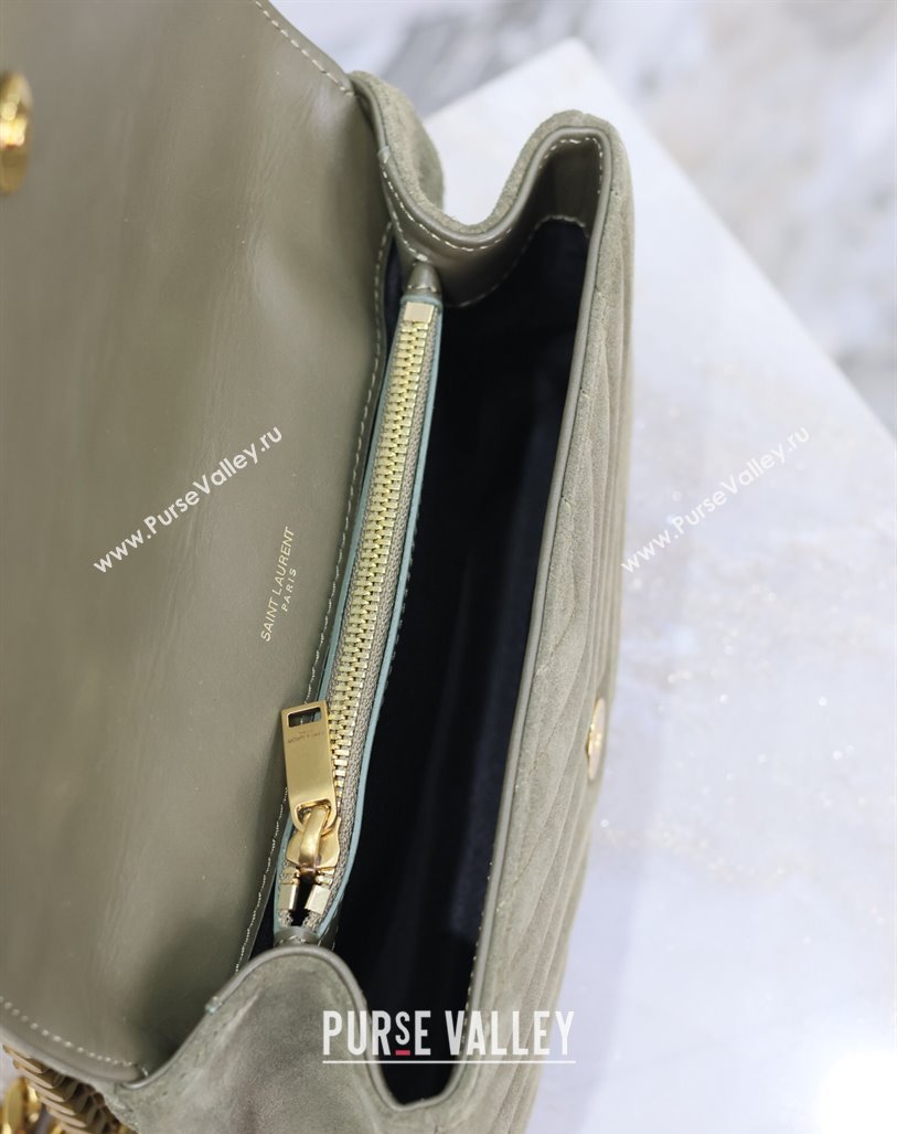 Saint Laurent Medium Monogram College Bag in Suede 392737 Green 2025 (YY-250520055)