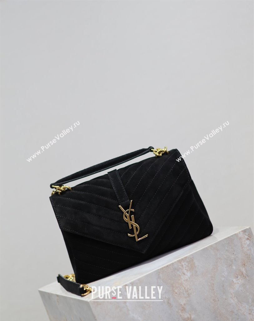 Saint Laurent Medium Monogram College Bag in Suede 392737 Black 2025 (YY-250520056)