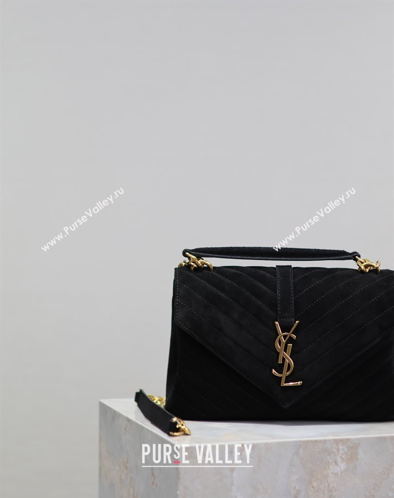 Saint Laurent Medium Monogram College Bag in Suede 392737 Black 2025 (YY-250520056)
