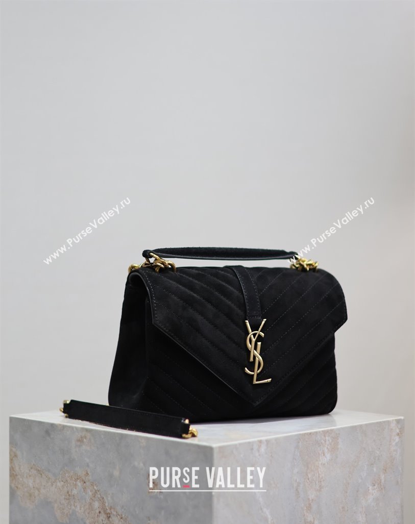 Saint Laurent Medium Monogram College Bag in Suede 392737 Black 2025 (YY-250520056)
