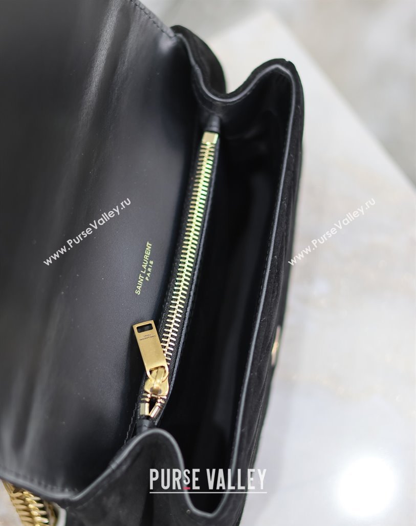 Saint Laurent Medium Monogram College Bag in Suede 392737 Black 2025 (YY-250520056)