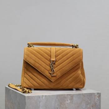 Saint Laurent Medium Monogram College Bag in Suede 392737 Clay Yellow 2025 (YY-250520057)