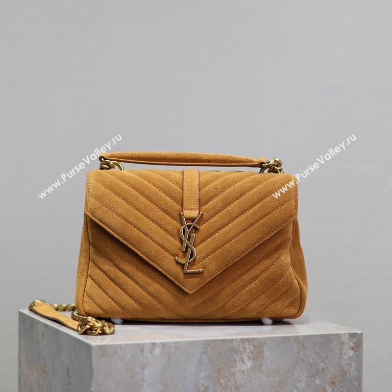 Saint Laurent Medium Monogram College Bag in Suede 392737 Clay Yellow 2025 (YY-250520057)