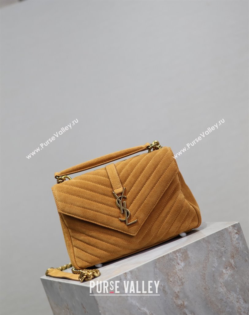 Saint Laurent Medium Monogram College Bag in Suede 392737 Clay Yellow 2025 (YY-250520057)