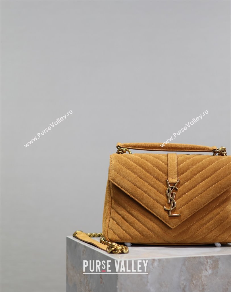 Saint Laurent Medium Monogram College Bag in Suede 392737 Clay Yellow 2025 (YY-250520057)