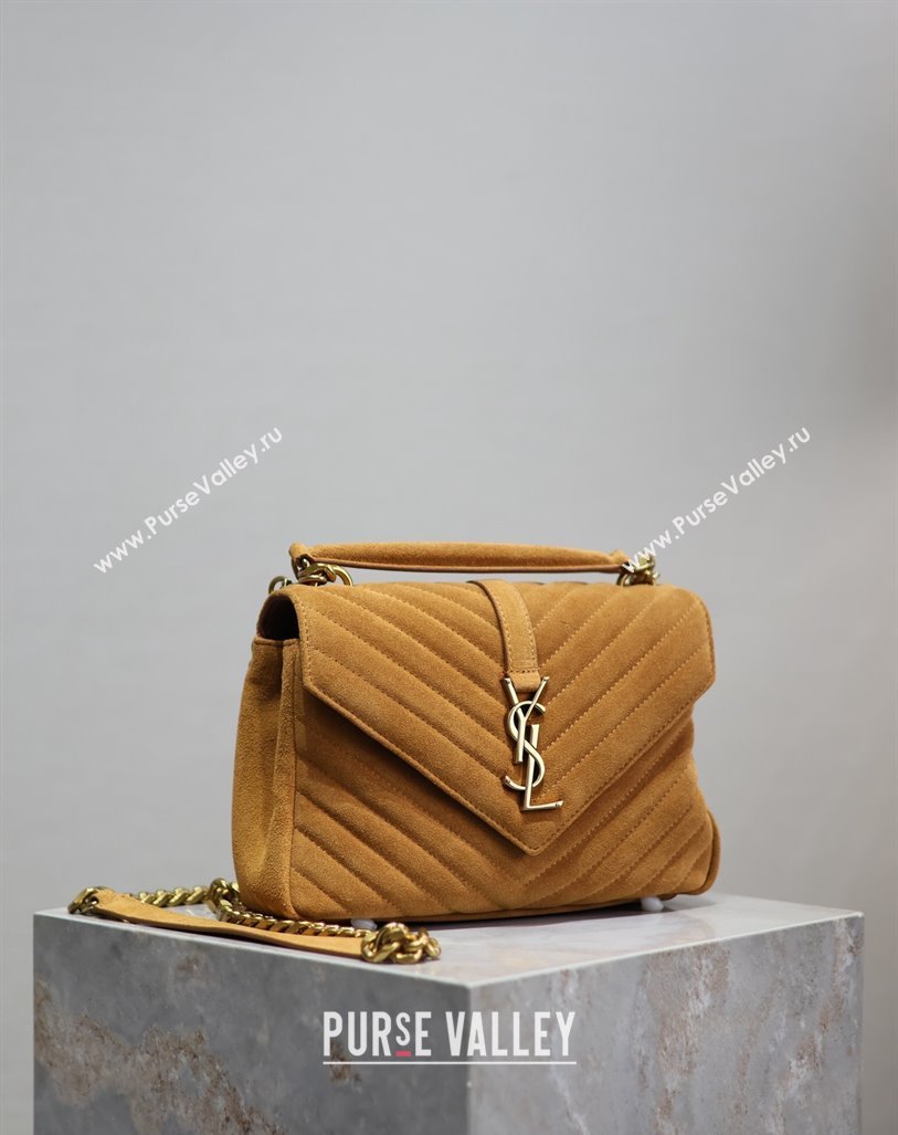 Saint Laurent Medium Monogram College Bag in Suede 392737 Clay Yellow 2025 (YY-250520057)