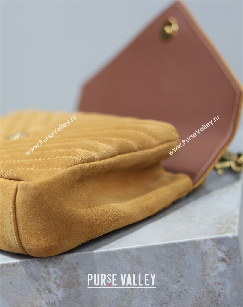 Saint Laurent Medium Monogram College Bag in Suede 392737 Clay Yellow 2025 (YY-250520057)