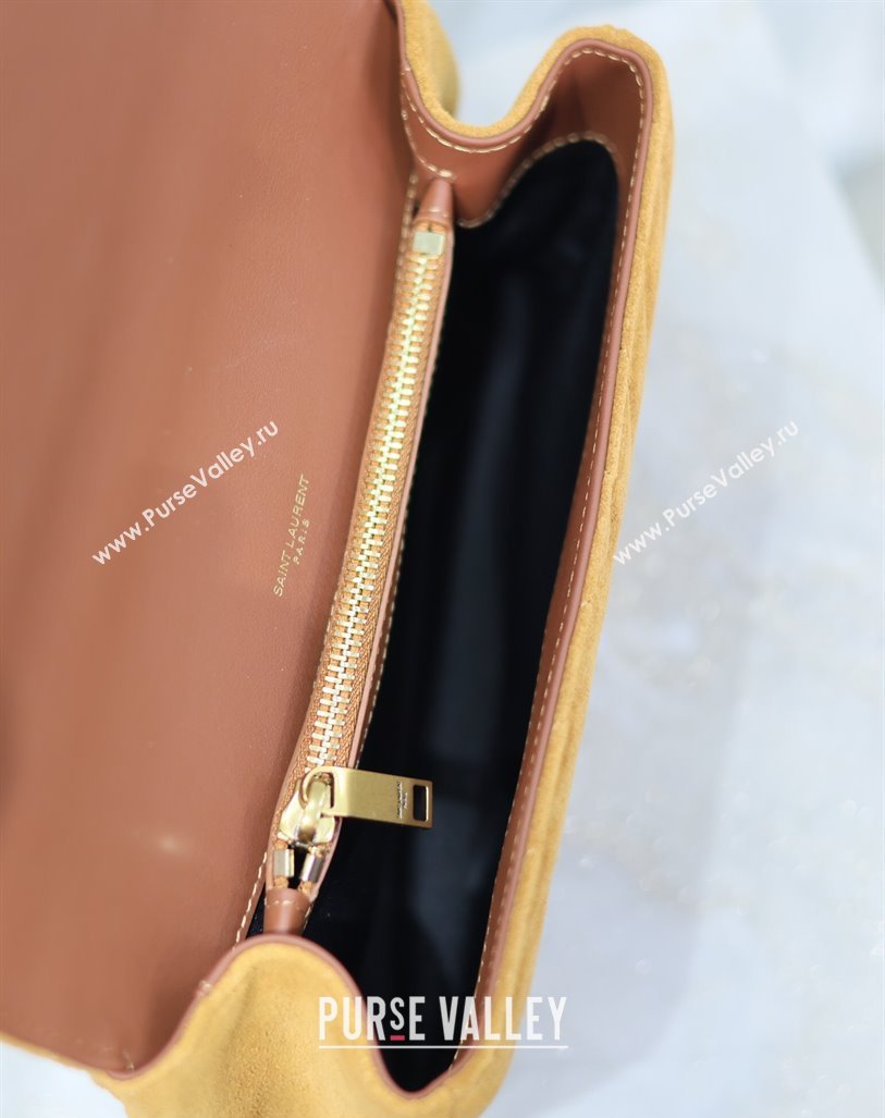Saint Laurent Medium Monogram College Bag in Suede 392737 Clay Yellow 2025 (YY-250520057)