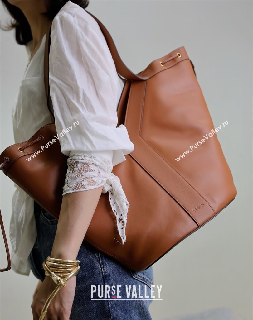 Saint Laurent Y Large Hobo Bag in Leather Brown 2025 833160 (YY-250520040)