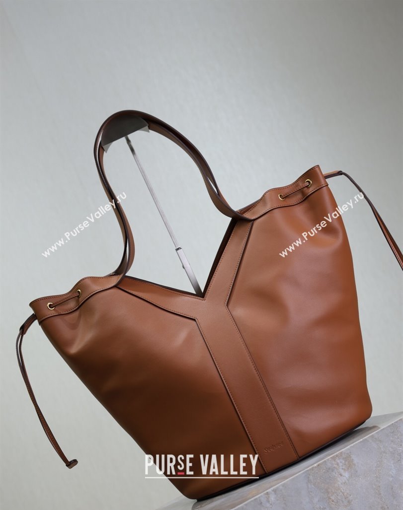 Saint Laurent Y Large Hobo Bag in Leather Brown 2025 833160 (YY-250520040)