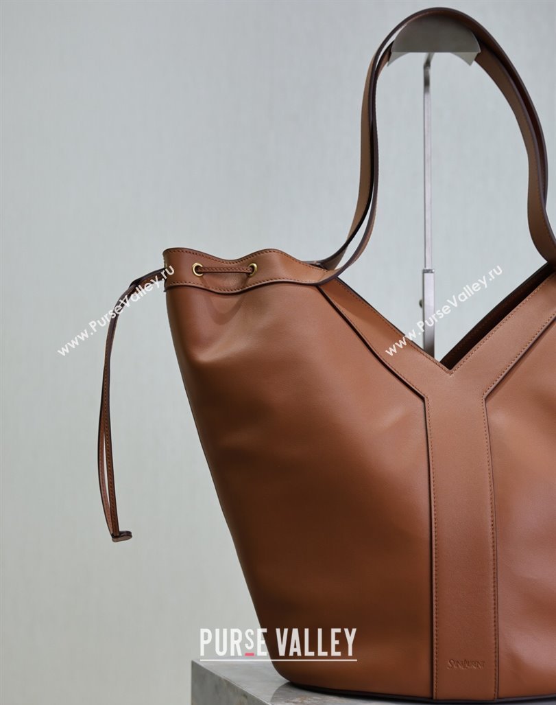Saint Laurent Y Large Hobo Bag in Leather Brown 2025 833160 (YY-250520040)