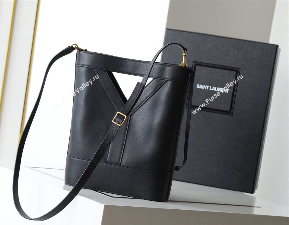 Saint Laurent Y Small Bucket Bag in Leather Black 2025 808224 (YY-250520042)
