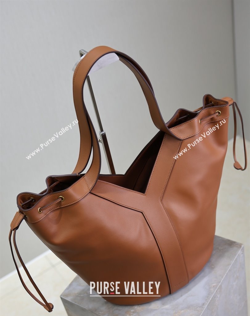 Saint Laurent Y Large Hobo Bag in Leather Brown 2025 833160 (YY-250520040)
