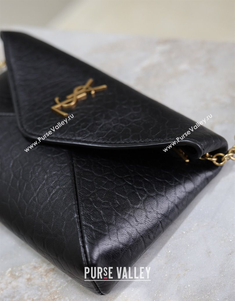 Saint Laurent Cassandre Chain Clutch in Embossed Lambskin Black 2025 819271 (YY-250625099)