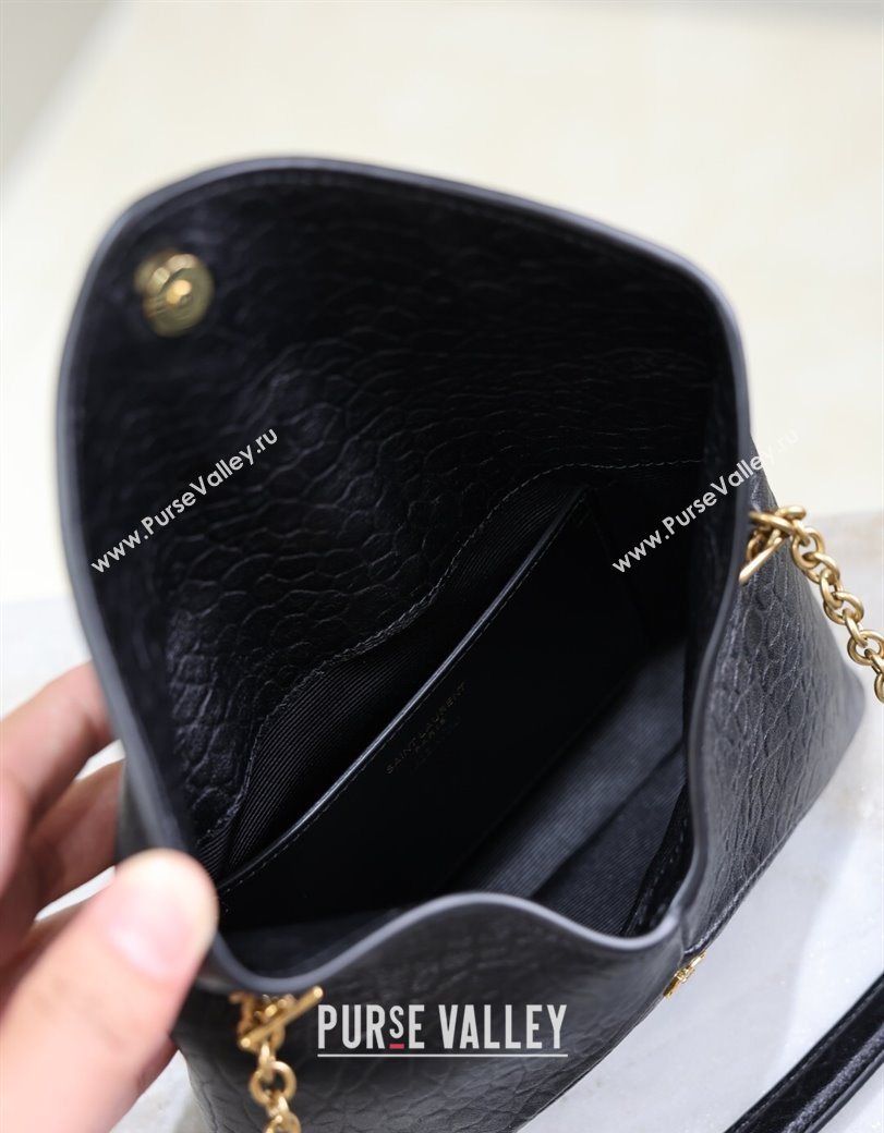 Saint Laurent Cassandre Chain Clutch in Embossed Lambskin Black 2025 819271 (YY-250625099)