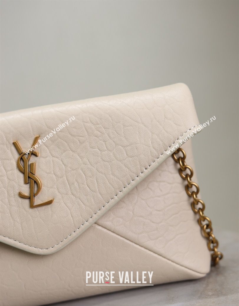 Saint Laurent Cassandre Chain Clutch in Embossed Lambskin White 2025 819271 (YY-250625100)