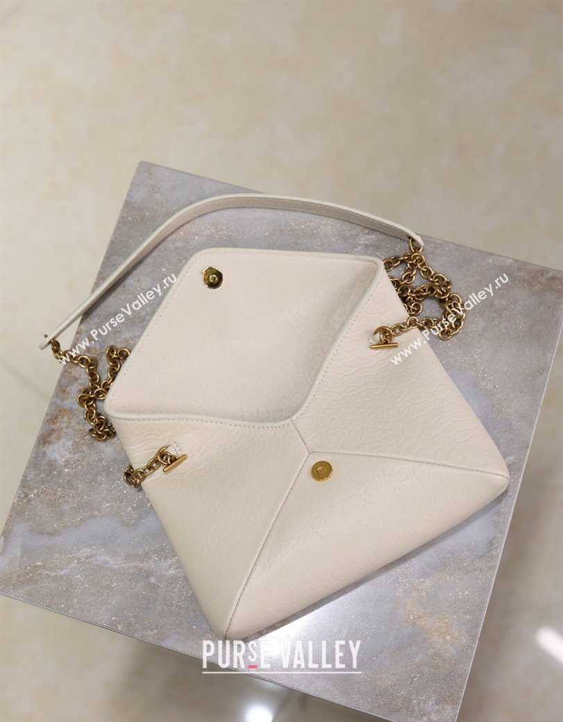 Saint Laurent Cassandre Chain Clutch in Embossed Lambskin White 2025 819271 (YY-250625100)